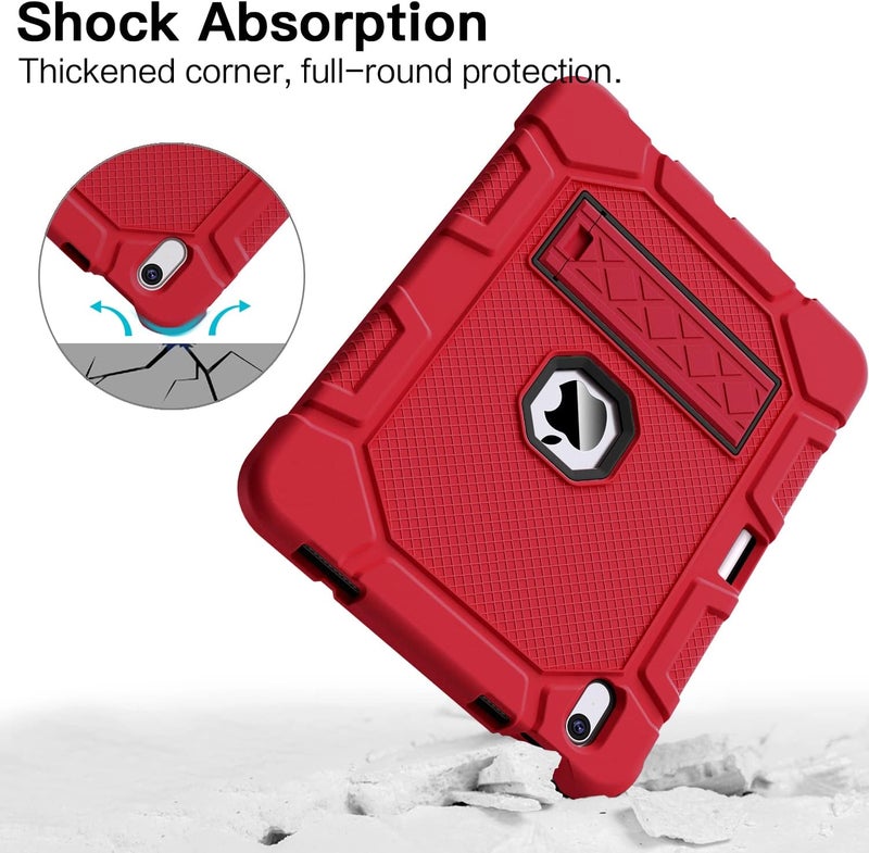 Azzsy Case for iPad (A16) 11th Generation 11 Inch 2025 / iPad 10th Generation 10.9 Inch 2022, [Built-in Pencil Holder] Heavy Duty Shockproof Rugged Protective Case, Red2 - Image 4